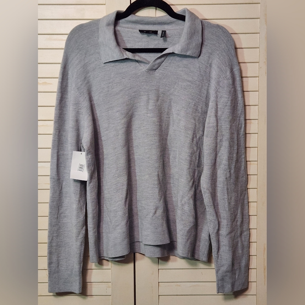 VinceMerino Wool Blend Polo Sweater